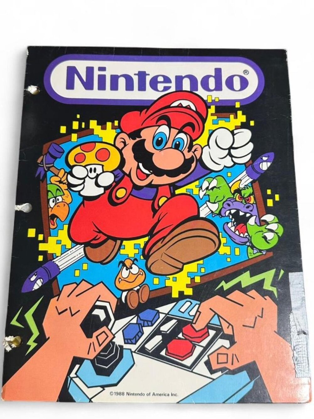 Nintendo 1988 Super Mario Bros. Rare 3 Hole Folder Rare Vintage Collectible